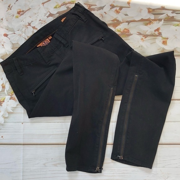 𝅺TORY Burch Super Skinny Zipper Moto Jeans 27 Black - Picture 3 of 11